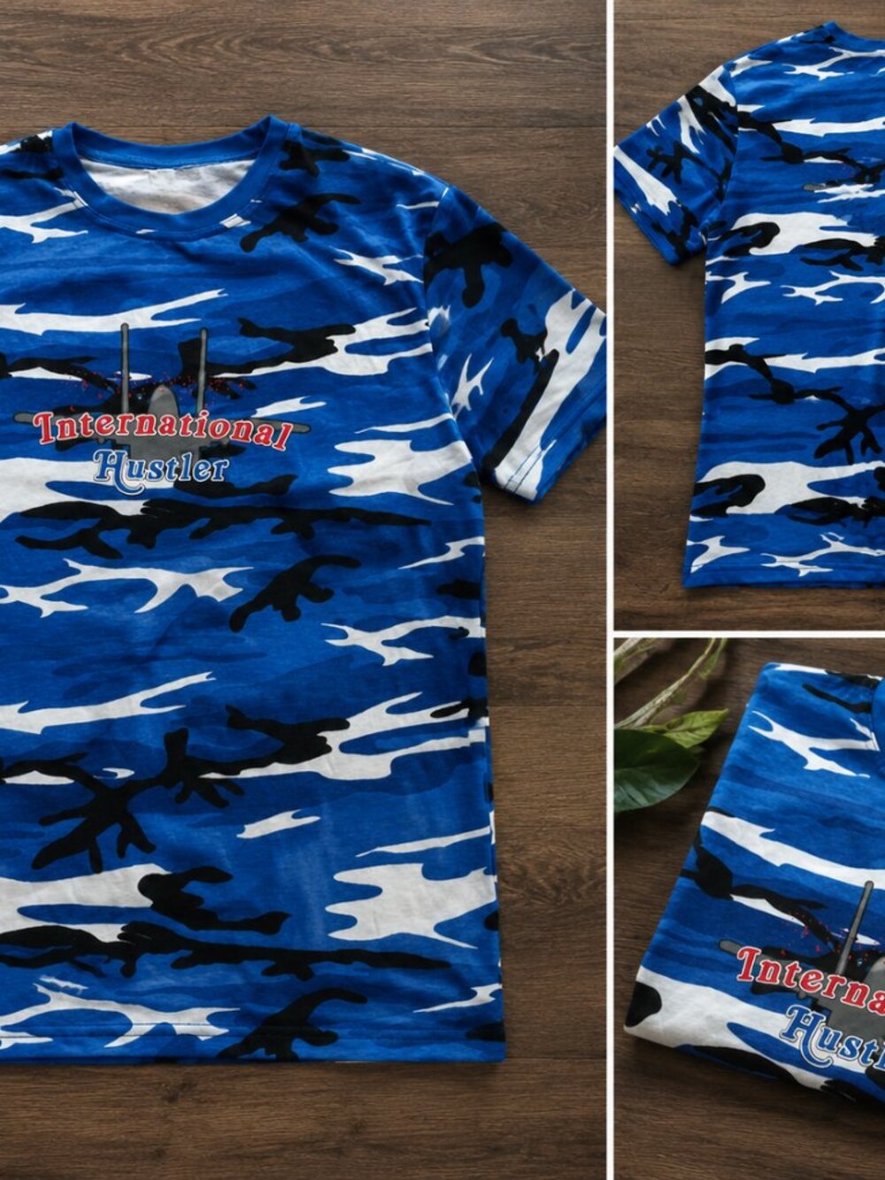 Men's Laviant "International Hustler" Blue Camo Graphic T-Shirt | Streetwear | S